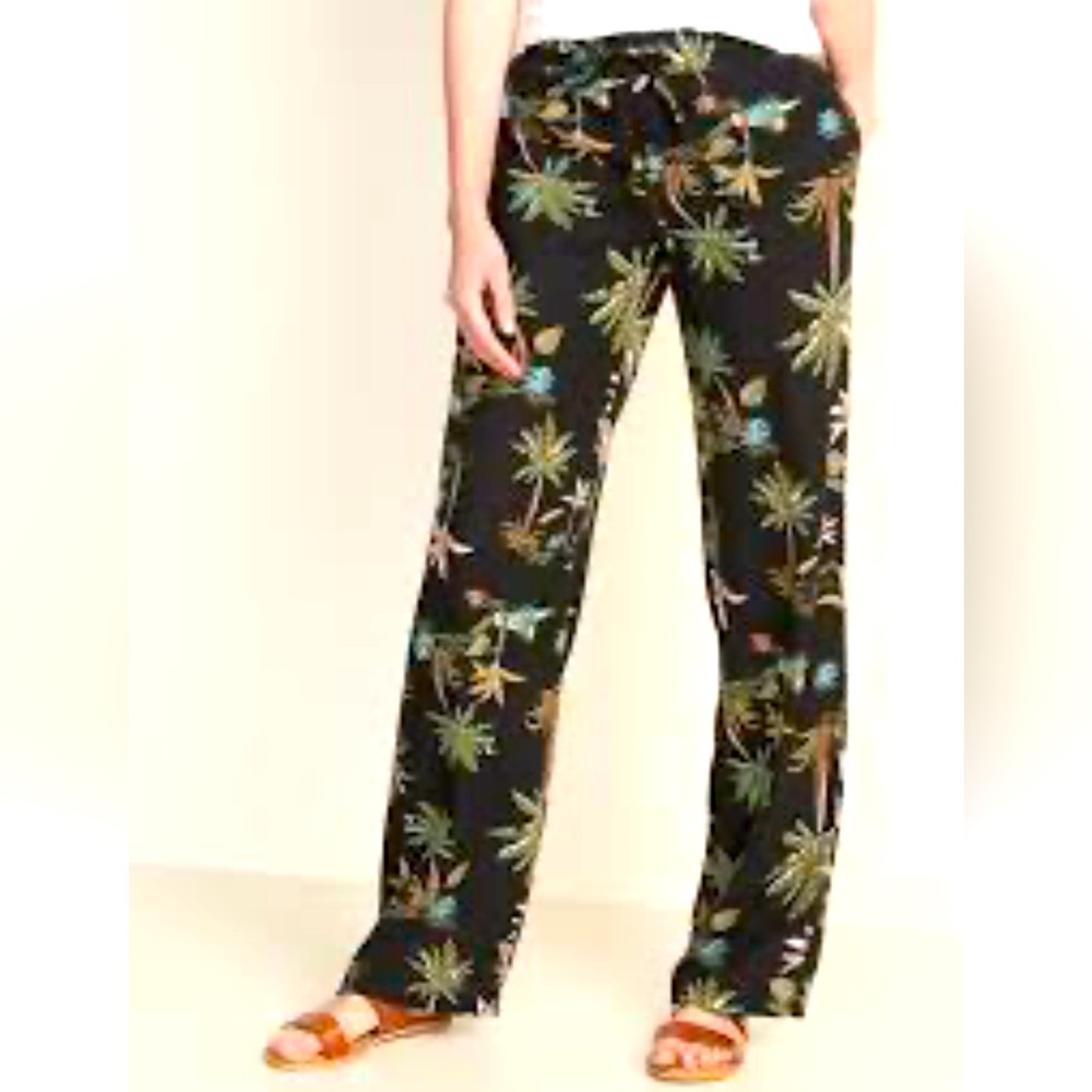 Linen blend wide leg pants